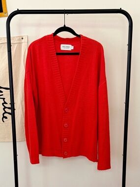 Collusion Men's Red V-Neck Button Cardigan